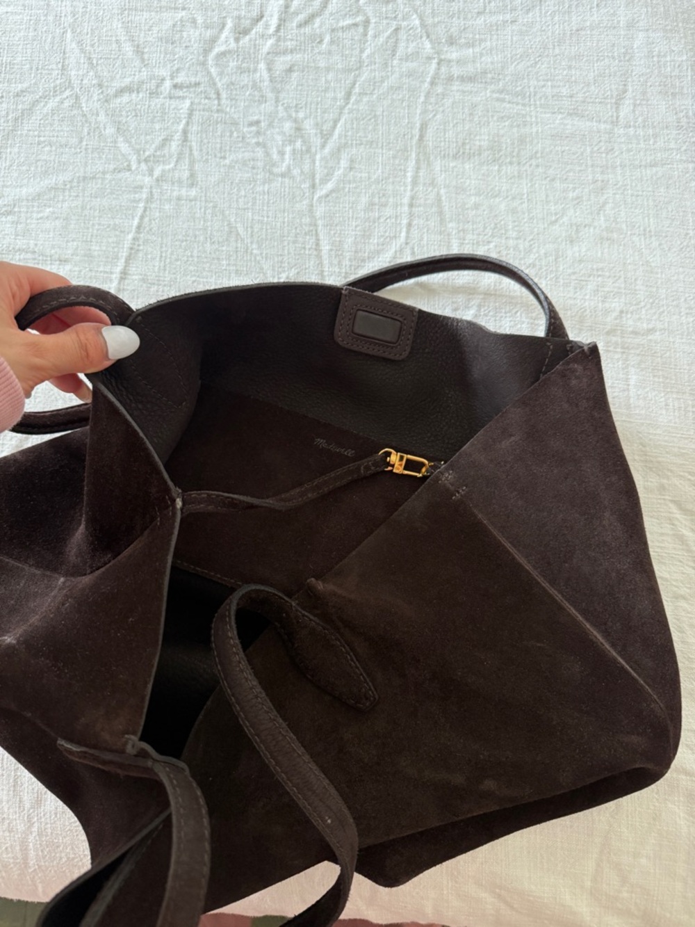 Madewell The Shoppers Tote Classic Brown Suede Tote Bag - Picture 6 of 6